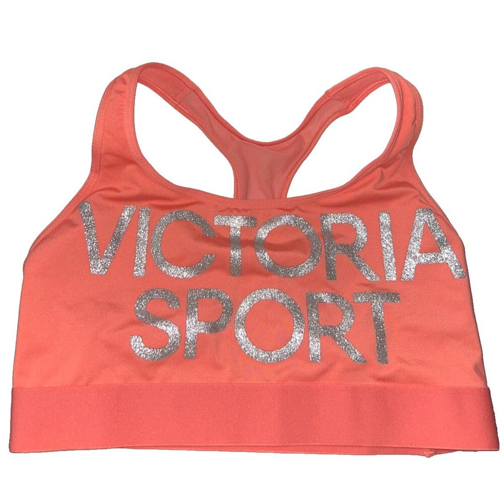 Victorias Secret The Player Racerback Sport Bra size M NWOT Pink Foil Logo